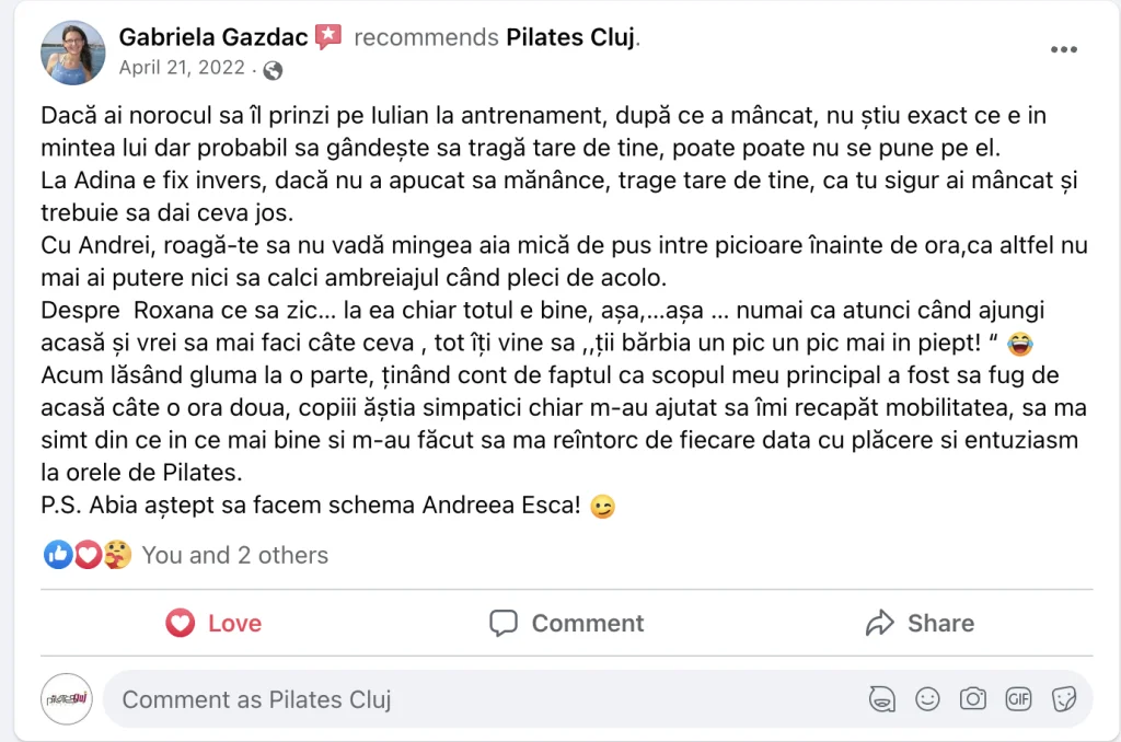 Recenzie Facebook - Gabriela Gazdac