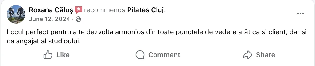 Recenzie Facebook - Roxana Căluș